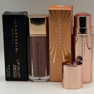 Anastasia Beverly Hills Lip Velvet (PaleMauve)+Stick Blush (SoftRose)Duo F/S NIB